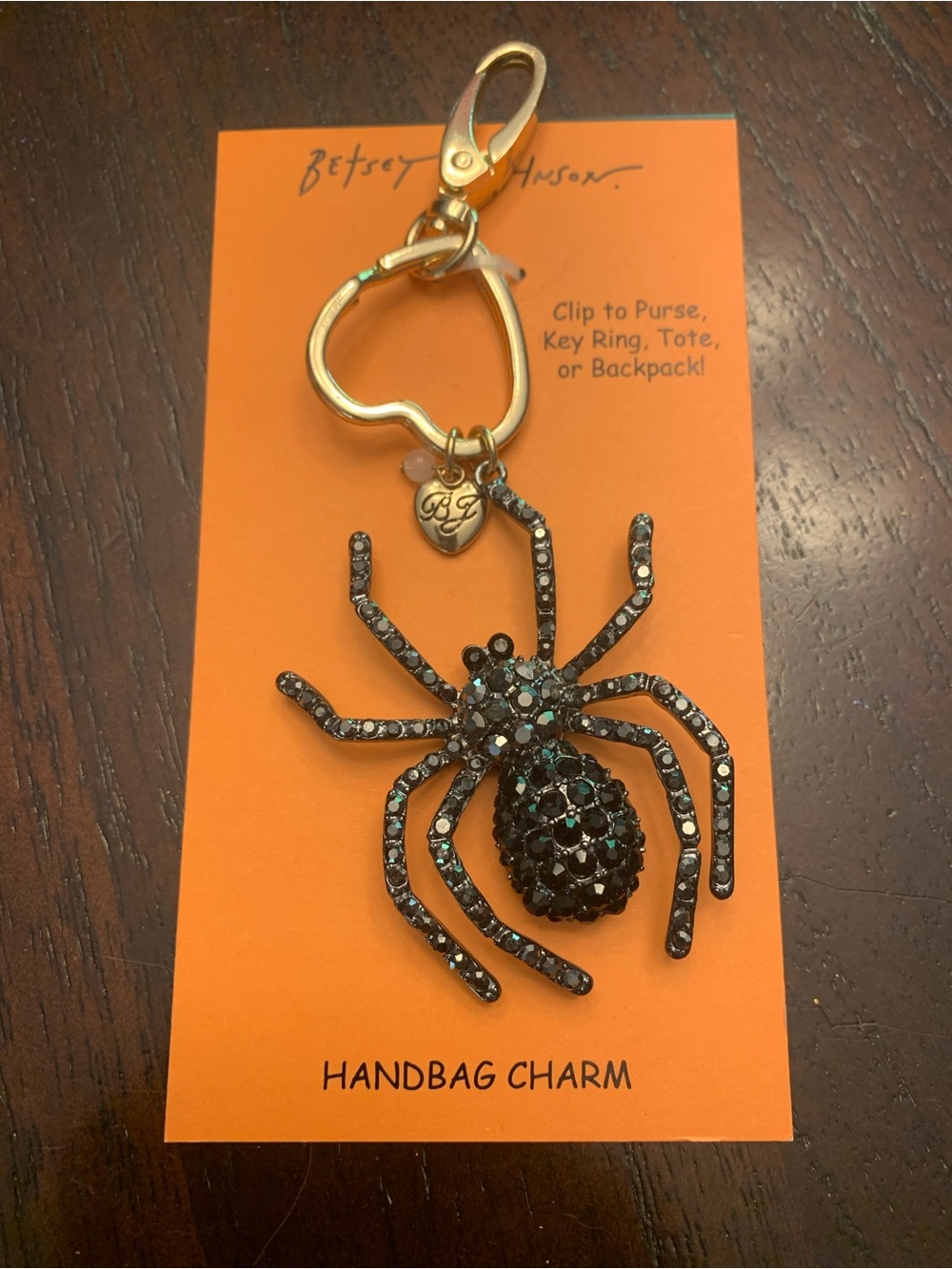Betsey Johnson Gold Tone Black Crystal Spider Charm